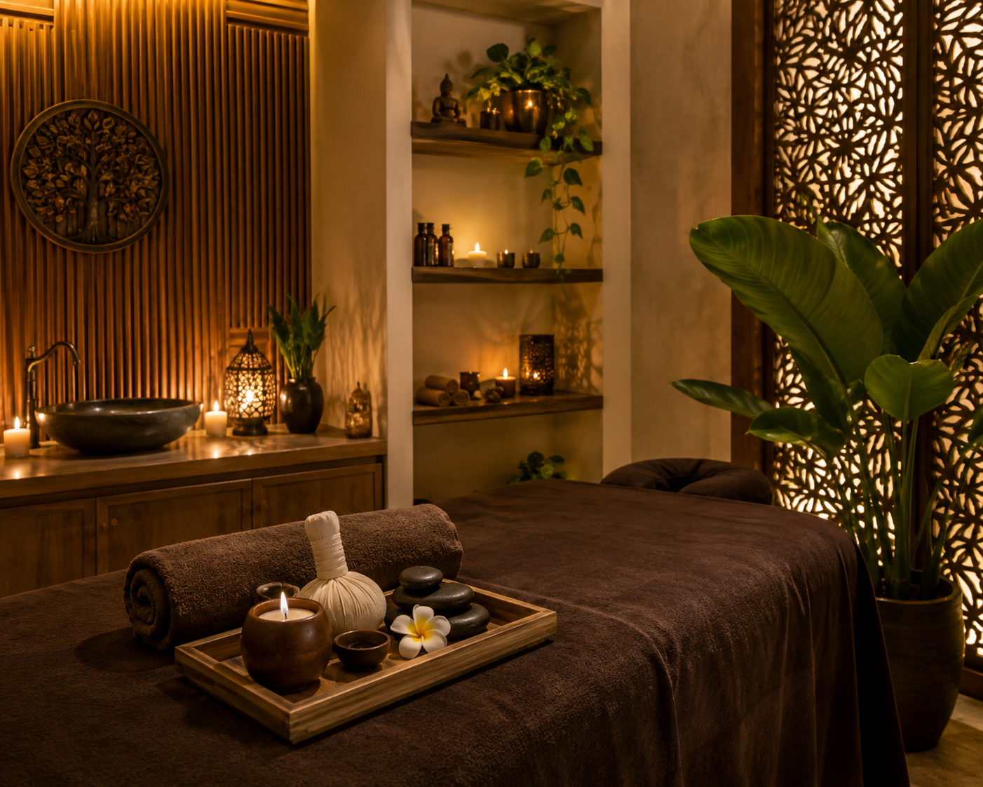 Hot stone spa treatment